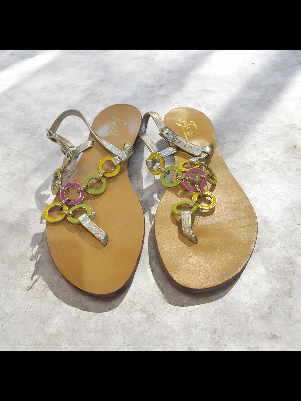 Amalfi Silver Sandals with Multicolor Ring Accents